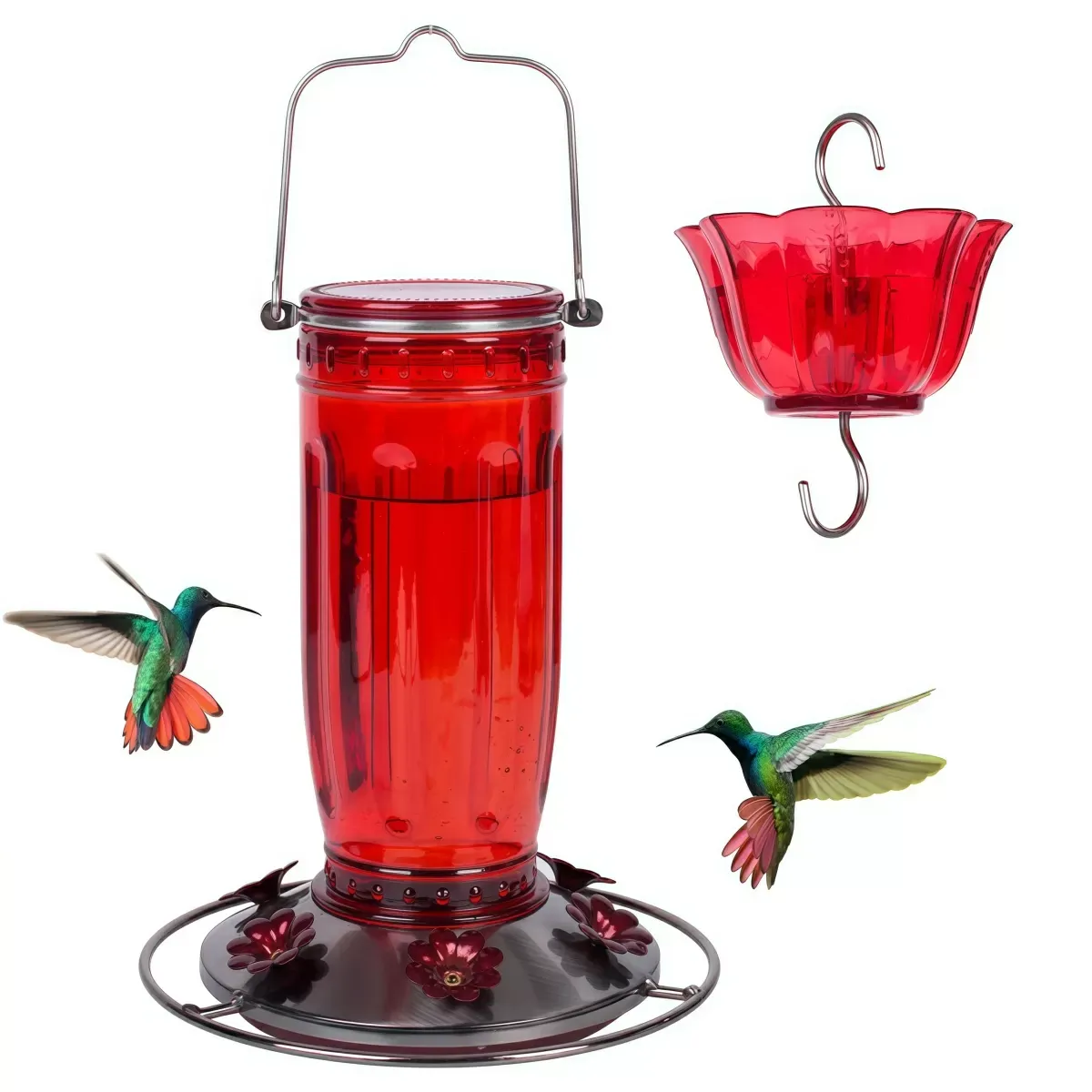 Kingsyard 16oz Glass Hummingbird Feeder With Ant Moat