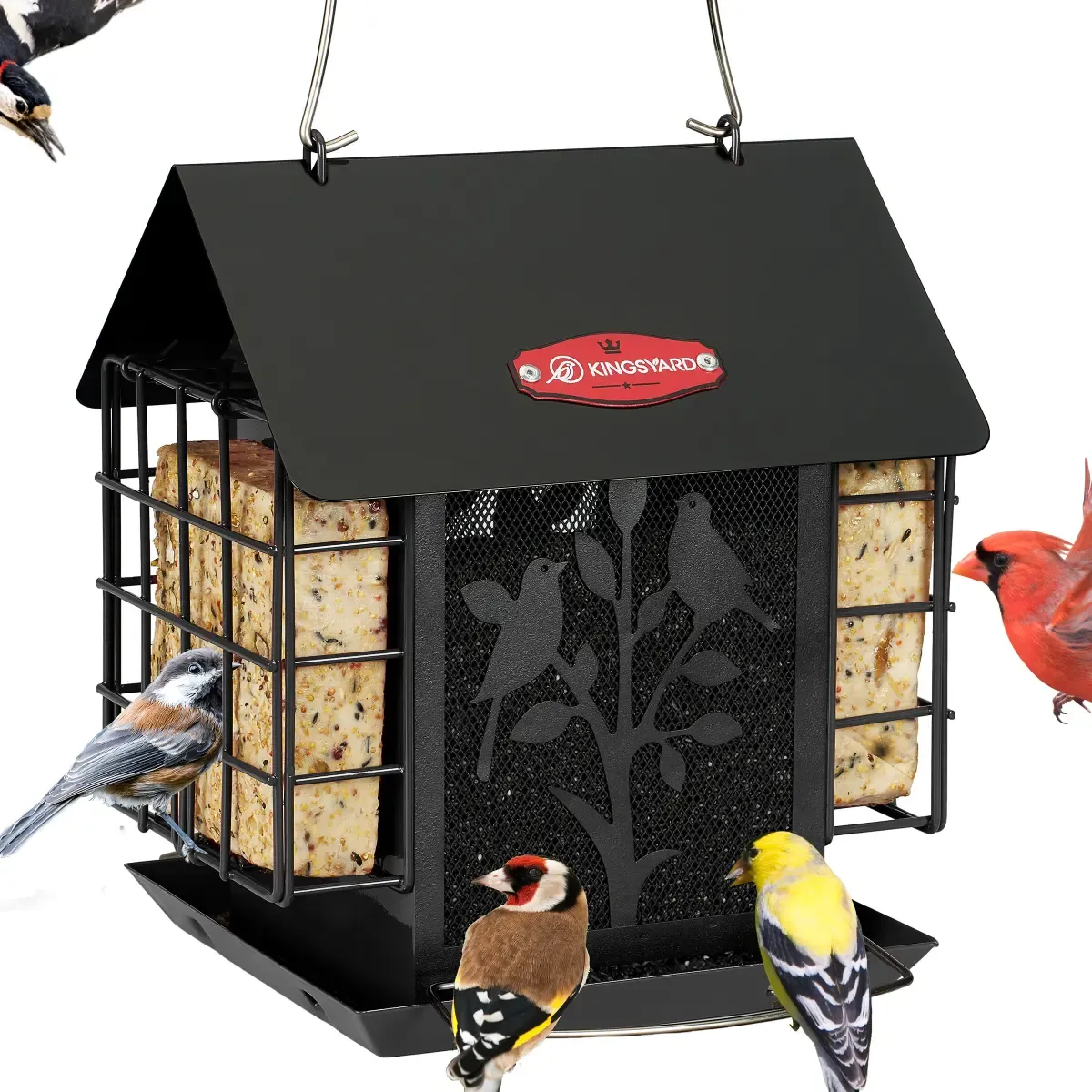 Kingsyard Double Suet Hopper Bird Feeder With Rainproof Roof