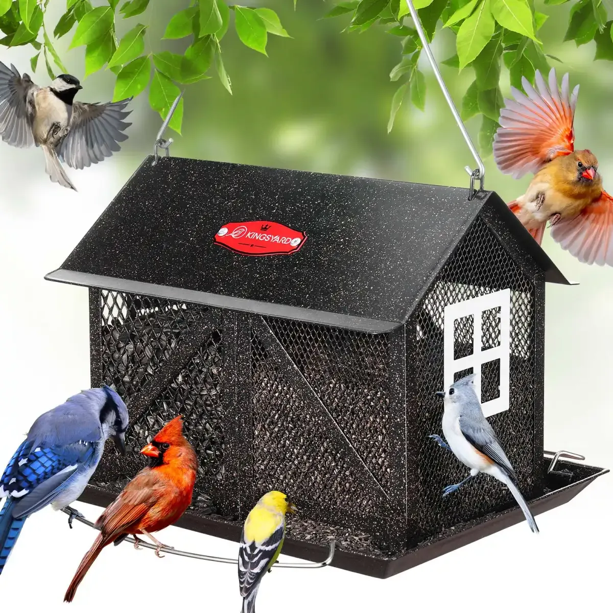 Kingsyard Large Capacity House Bird Feeder with Seed Tray