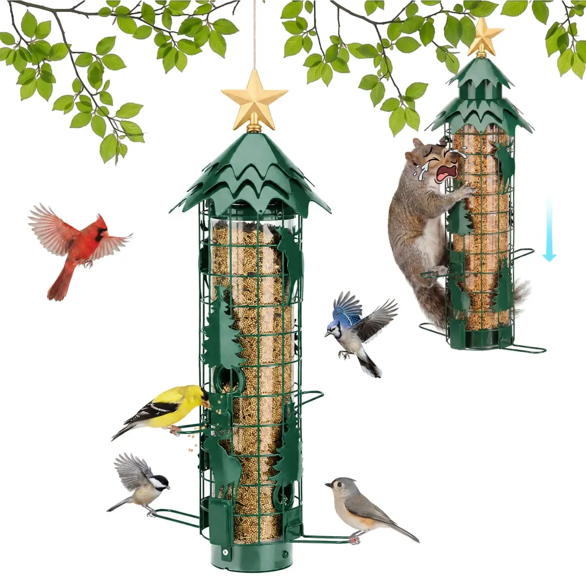 Kingsyard Squirrel Proof Outdoor Tube Wild Bird Feeder