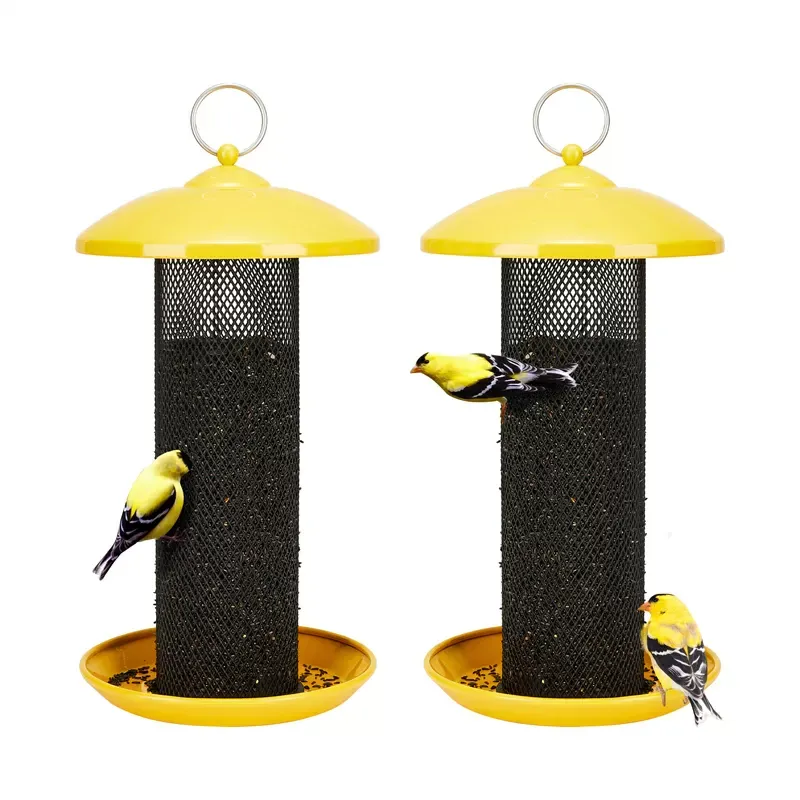 Yellow Kingsyard Metal Mesh Finch Feeder for Thistle & Nyjer Seed 2 Yellow Kingsyard Metal Mesh Finch Feeder for Thistle & Nyjer Seed 2