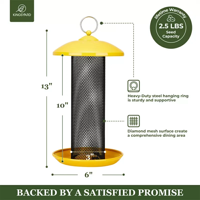 Yellow Kingsyard Metal Mesh Finch Feeder for Thistle & Nyjer Seed 3 Yellow Kingsyard Metal Mesh Finch Feeder for Thistle & Nyjer Seed 3
