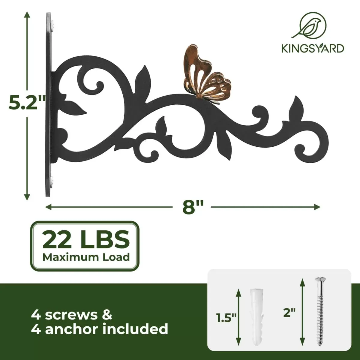 Kingsyard 2-Pack 8-Inch Heavy Duty Metal Bird Feeder Hangers 3