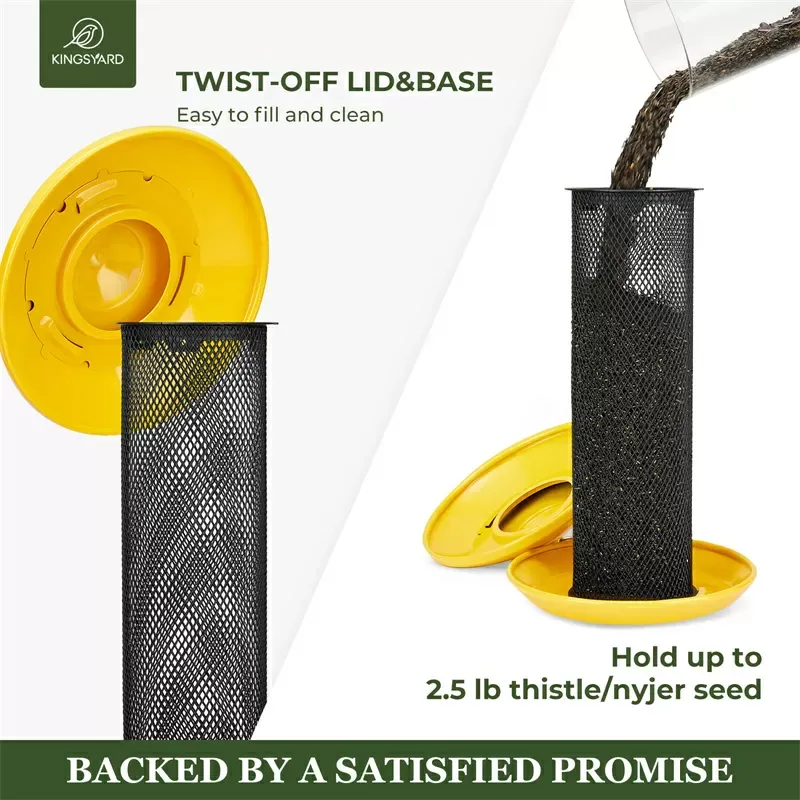 Yellow Kingsyard Metal Mesh Finch Feeder for Thistle & Nyjer Seed 4 Yellow Kingsyard Metal Mesh Finch Feeder for Thistle & Nyjer Seed 4