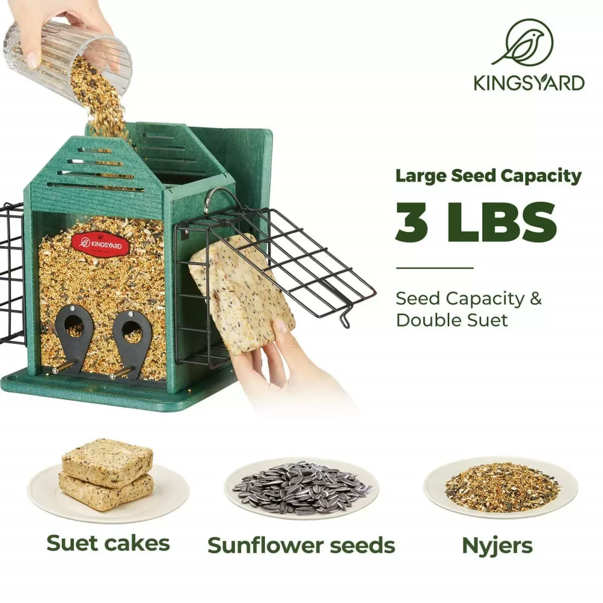Kingsyard 3 in 1 Double Suet Metal Mesh Wild Bird Feeder 3