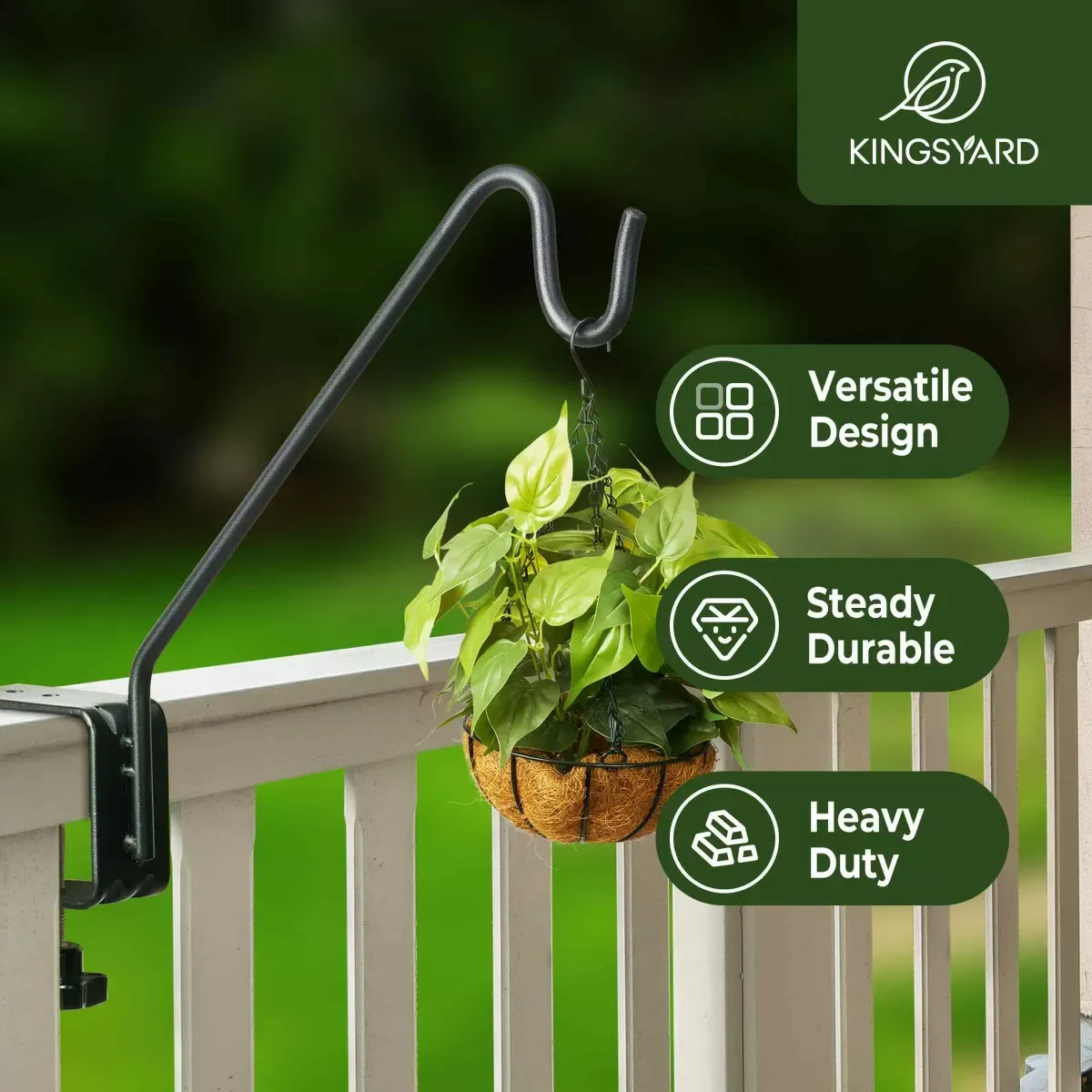 Kingsyard 10-Inch Heavy Duty Metal Deck Hook for Bird Feeders 6