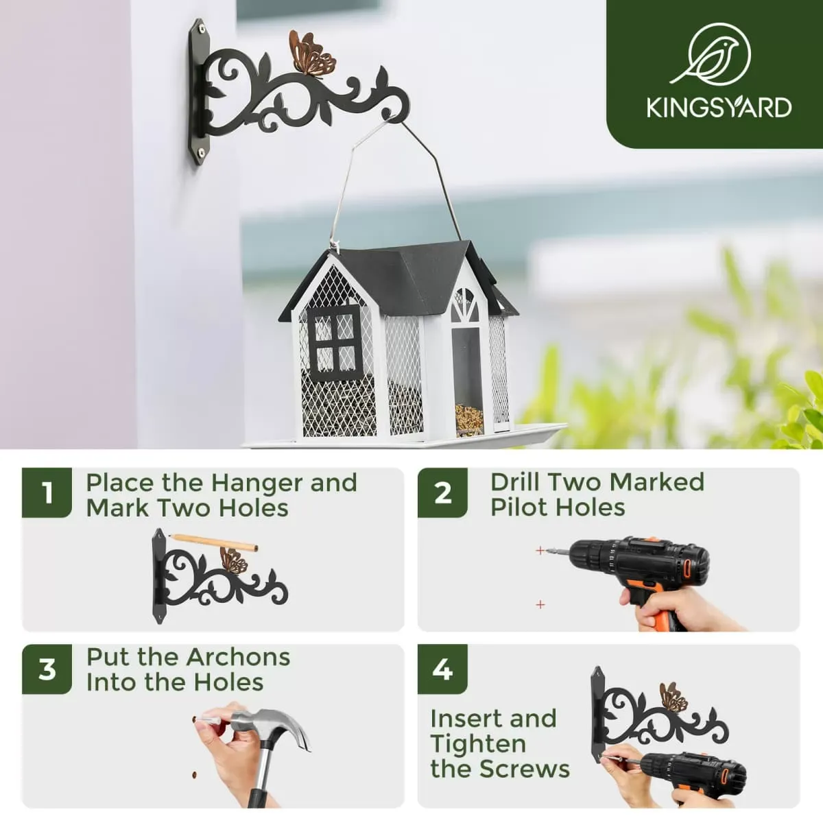 Antique Copper Kingsyard 2-Pack 8-Inch Heavy Duty Metal Bird Feeder Hangers 6