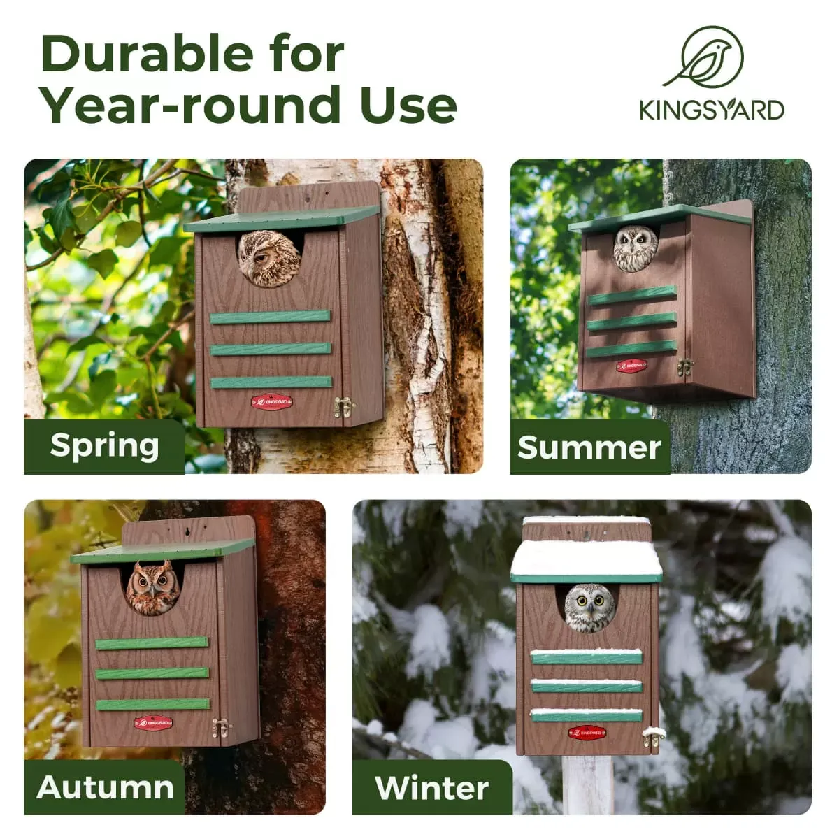 Green Kingsyard Weatherproof Owl House Outdoor Nesting Box 7