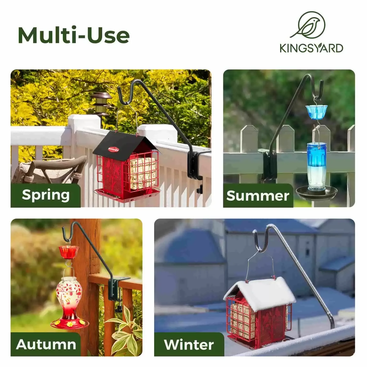 Kingsyard 10-Inch Heavy Duty Metal Deck Hook for Bird Feeders 7