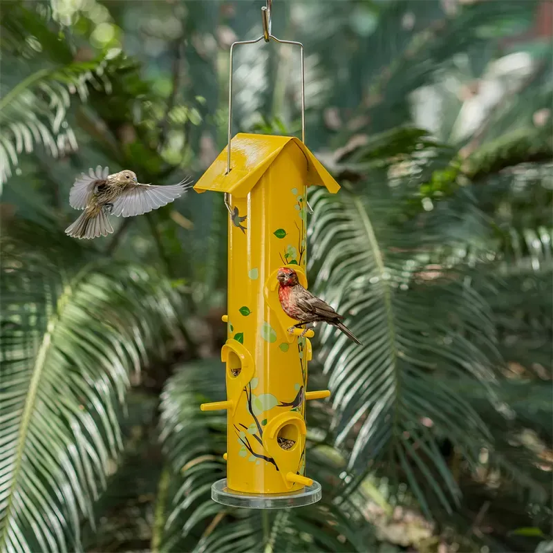 Yellow Kingsyard Artwork Metal Tube Bird Feeder 8