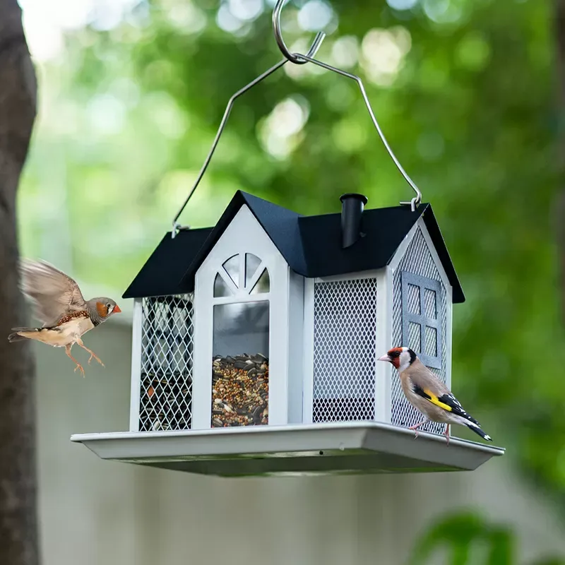 Kingsyard Metal House Bird Feeder with Large Tray