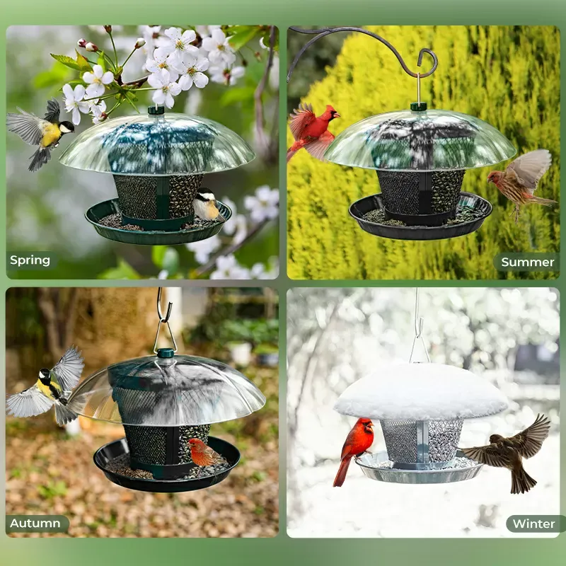 Kingsyard Dual-Use Metal Mesh Wild Bird Feeder with Weatherproof Dome 10