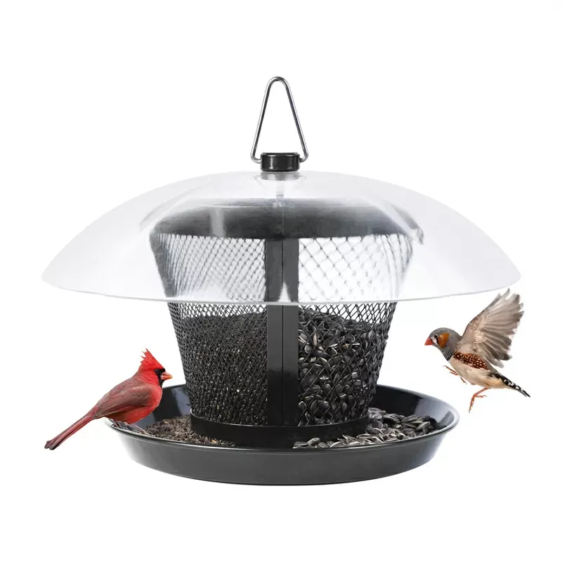 Iron Grey Kingsyard Dual-Use Metal Mesh Wild Bird Feeder with Weatherproof Dome 2