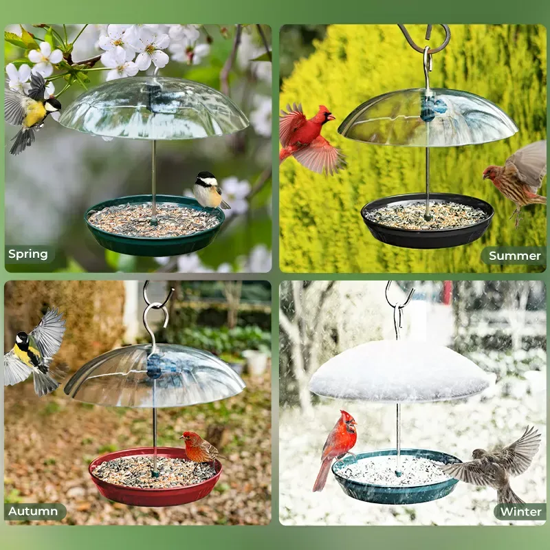 Dark Green Kingsyard Adjustable Platform Bird Feeder with Squirrel Proof Design 9