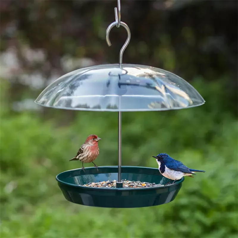 Dark Green Kingsyard Adjustable Platform Bird Feeder with Squirrel Proof Design 8