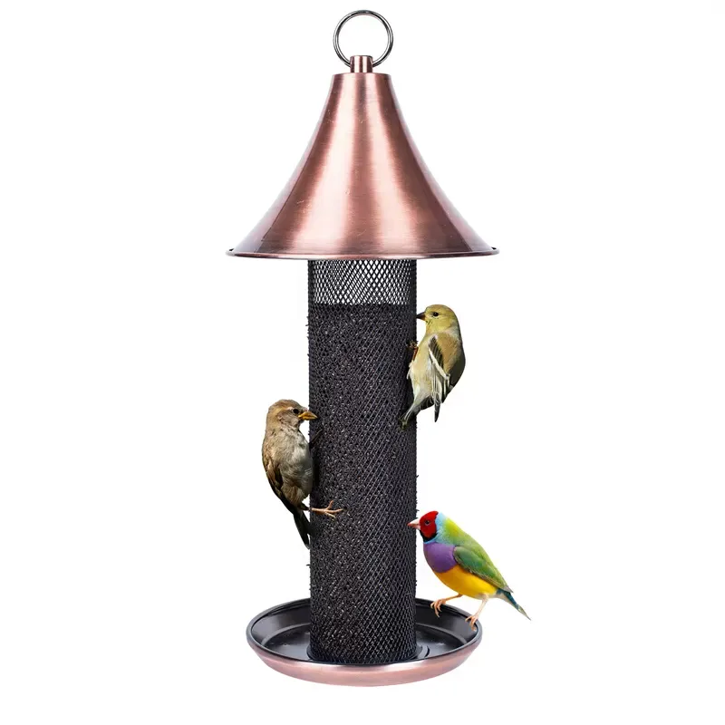 Kingsyard Metal Tube Bird Feeder with Copper Roof 2