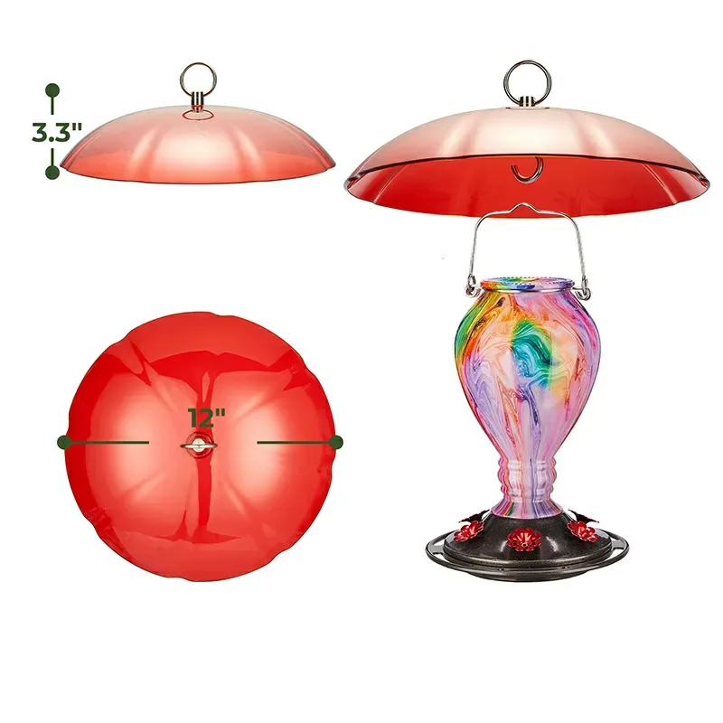 Red Kingsyard Squirrel & Weather Guard Dome for Hanging Bird Feeders 2