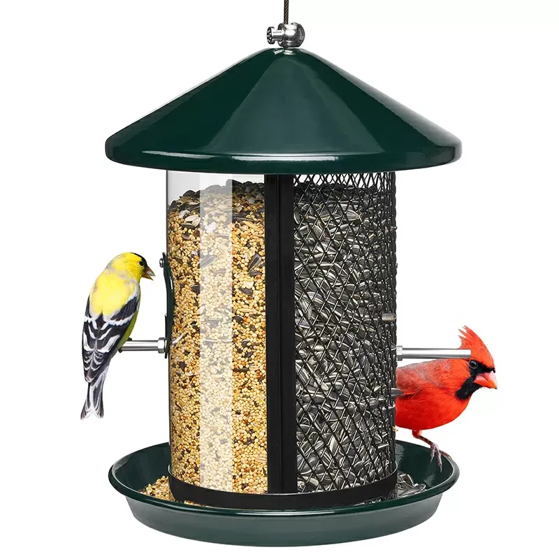 Green Kingsyard Dual Chamber Chew-Proof Metal Bird Feeder 2