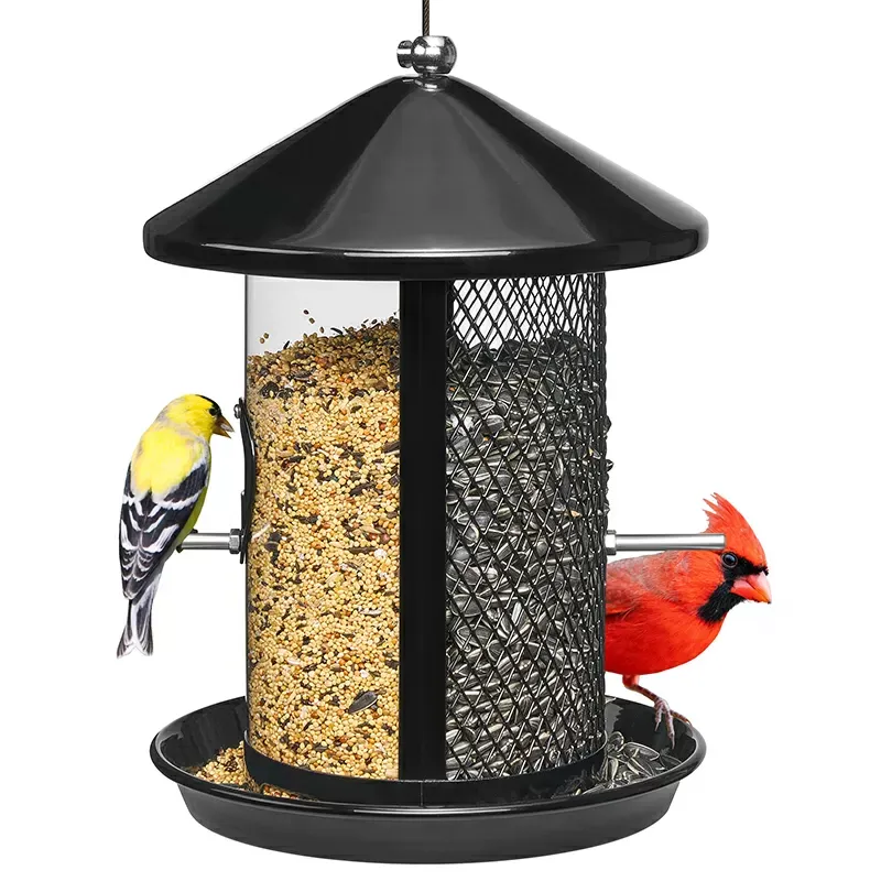 Black Kingsyard Dual Chamber Chew-Proof Metal Bird Feeder 2