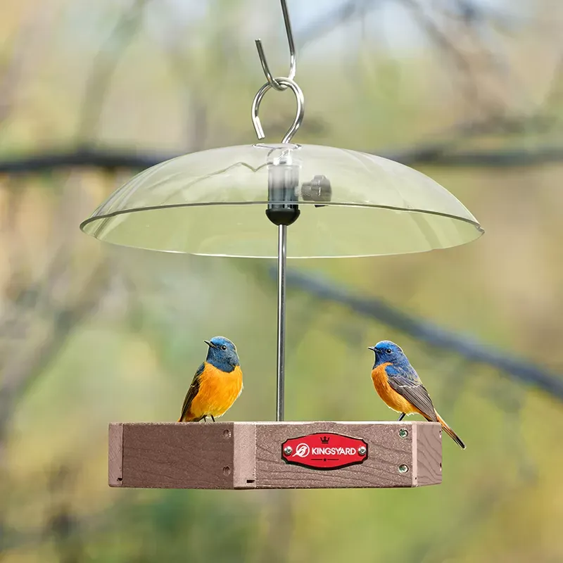 Brown Kingsyard Recycled Plastic Platform Bird Feeder with Adjustable Dome 1 Brown Kingsyard Recycled Plastic Platform Bird Feeder with Adjustable Dome 1