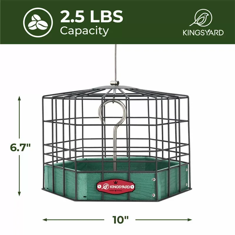 Green Kingsyard Squirrel-Proof Platform Hanging Bird Feeder 3