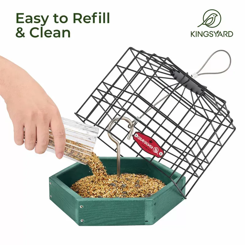 Green Kingsyard Squirrel-Proof Platform Hanging Bird Feeder 4