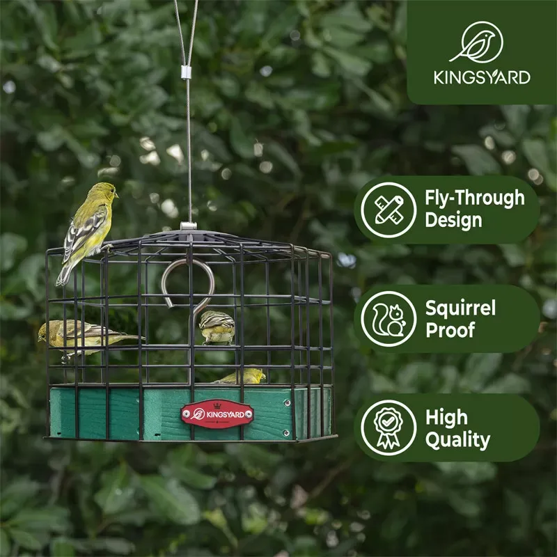 Green Kingsyard Squirrel-Proof Platform Hanging Bird Feeder 8