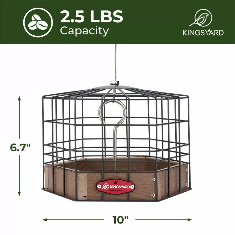 Brown Kingsyard Squirrel-Proof Platform Hanging Bird Feeder 3