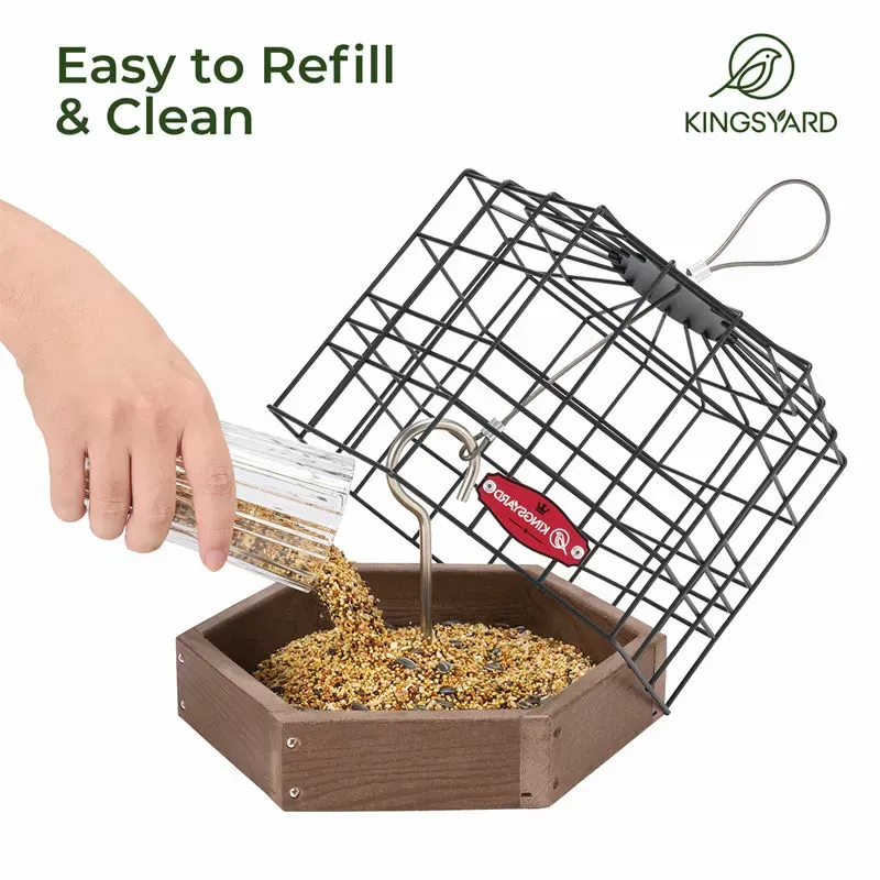 Brown Kingsyard Squirrel-Proof Platform Hanging Bird Feeder 4