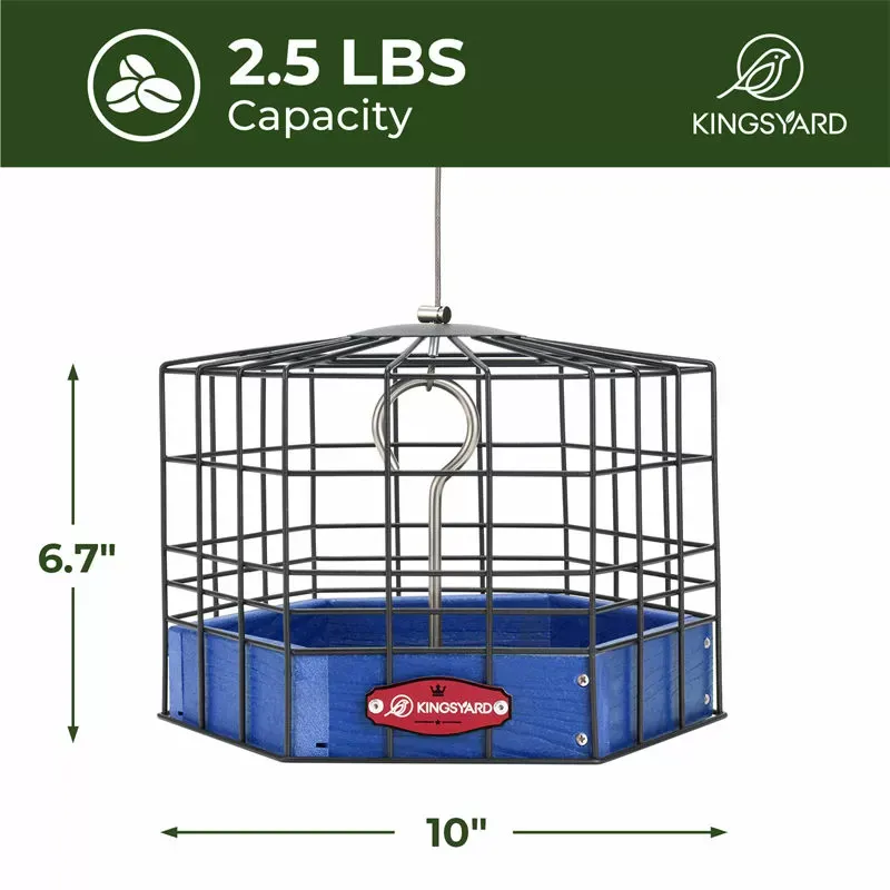 Blue Kingsyard Squirrel-Proof Platform Hanging Bird Feeder 3