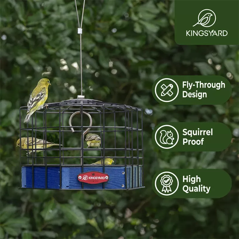 Blue Kingsyard Squirrel-Proof Platform Hanging Bird Feeder 8