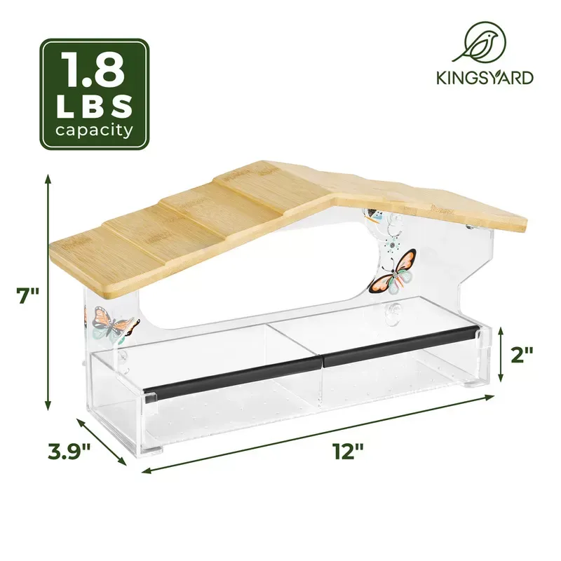 Kingsyard Window Hummingbird Feeder with Detachable Tray 3