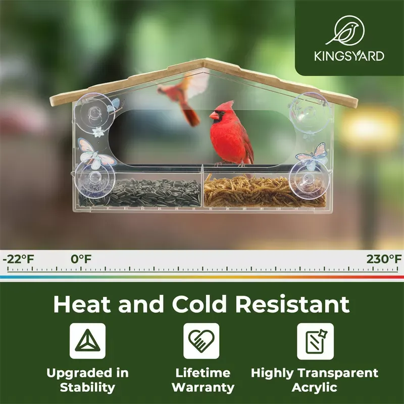 Kingsyard Window Hummingbird Feeder with Detachable Tray 6