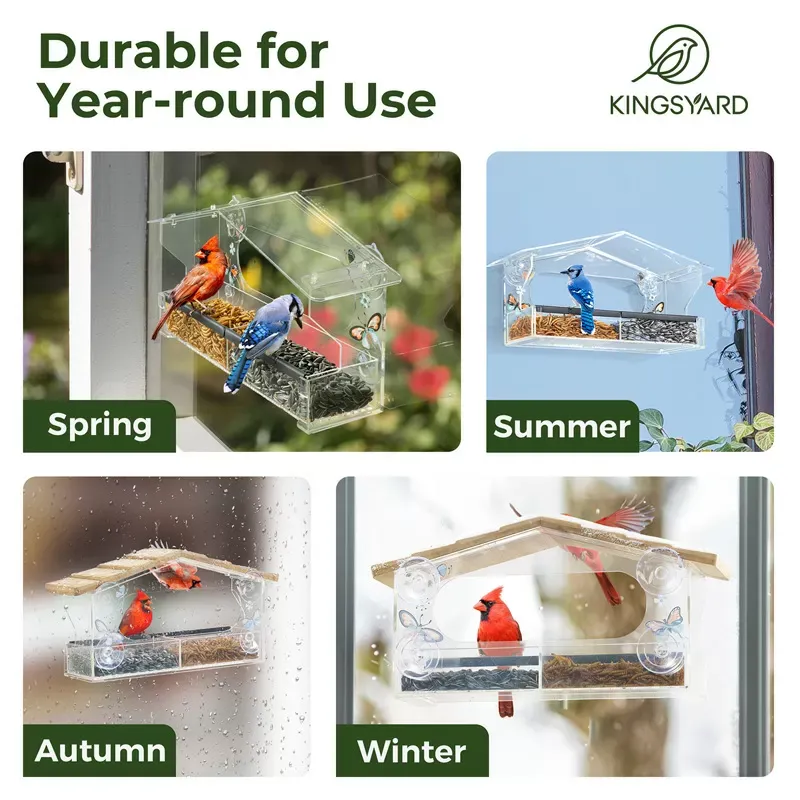 Kingsyard Window Hummingbird Feeder with Detachable Tray 8