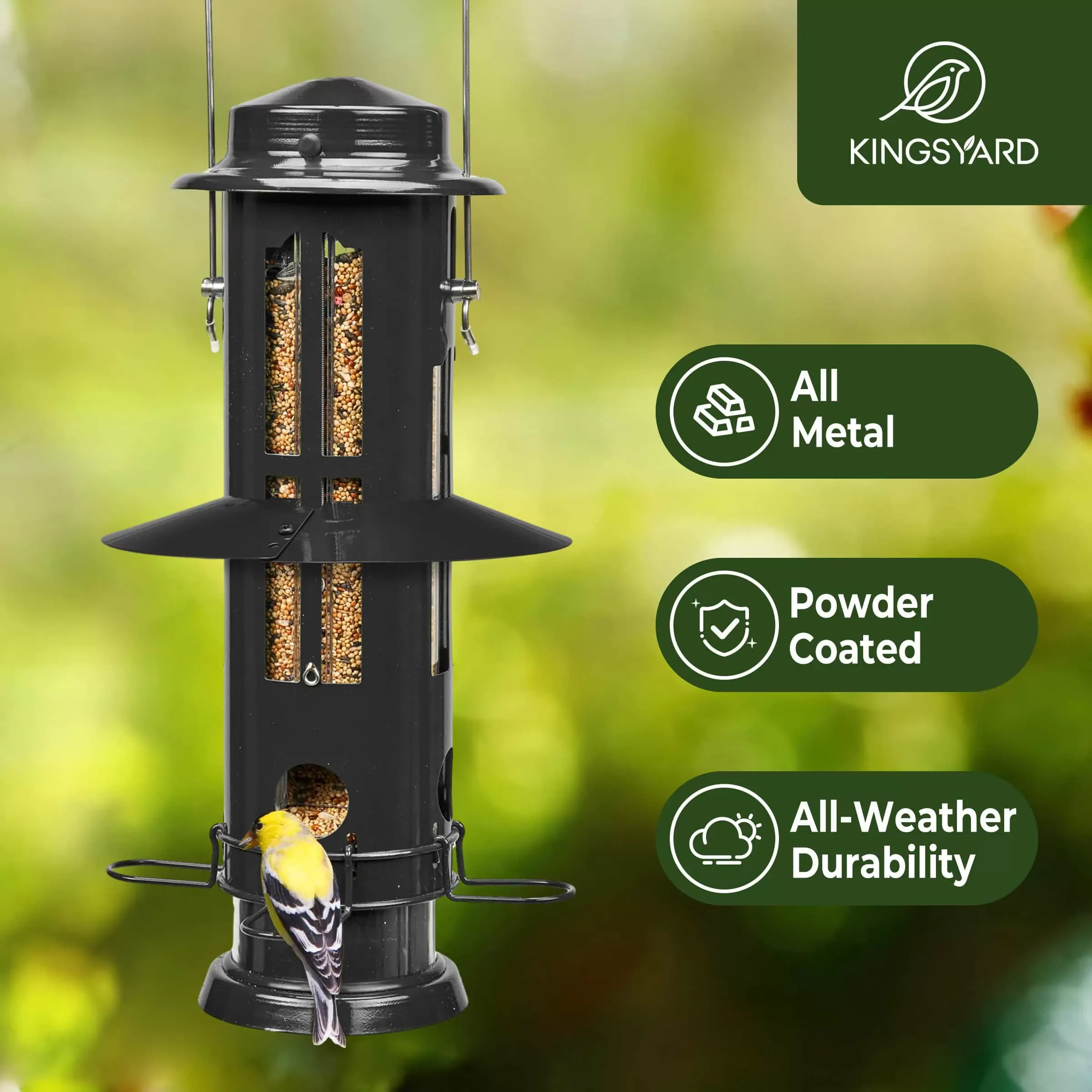 Black Kingsyard Squirrel Proof Pro Bird Feeder 7