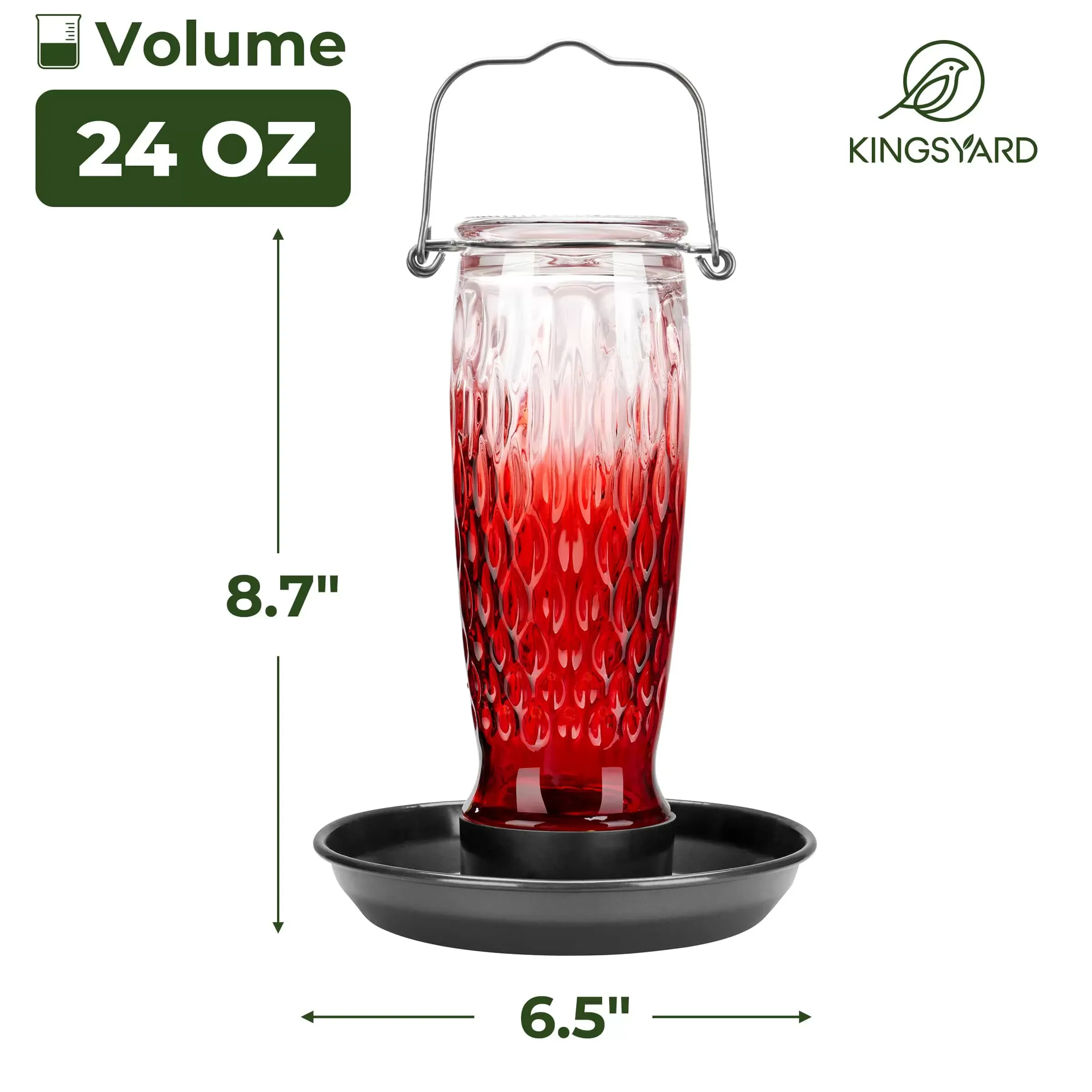 Red Gradient Kingsyard 24oz Large Capacity Glass Bird Water Feeder 3 Red Gradient Kingsyard 24oz Large Capacity Glass Bird Water Feeder 3