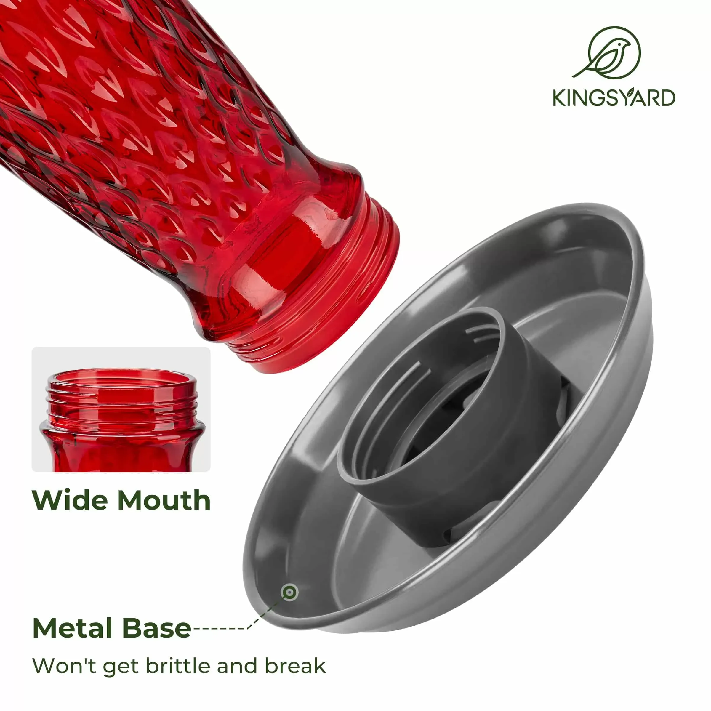 Red Gradient Kingsyard 24oz Large Capacity Glass Bird Water Feeder 4 Red Gradient Kingsyard 24oz Large Capacity Glass Bird Water Feeder 4