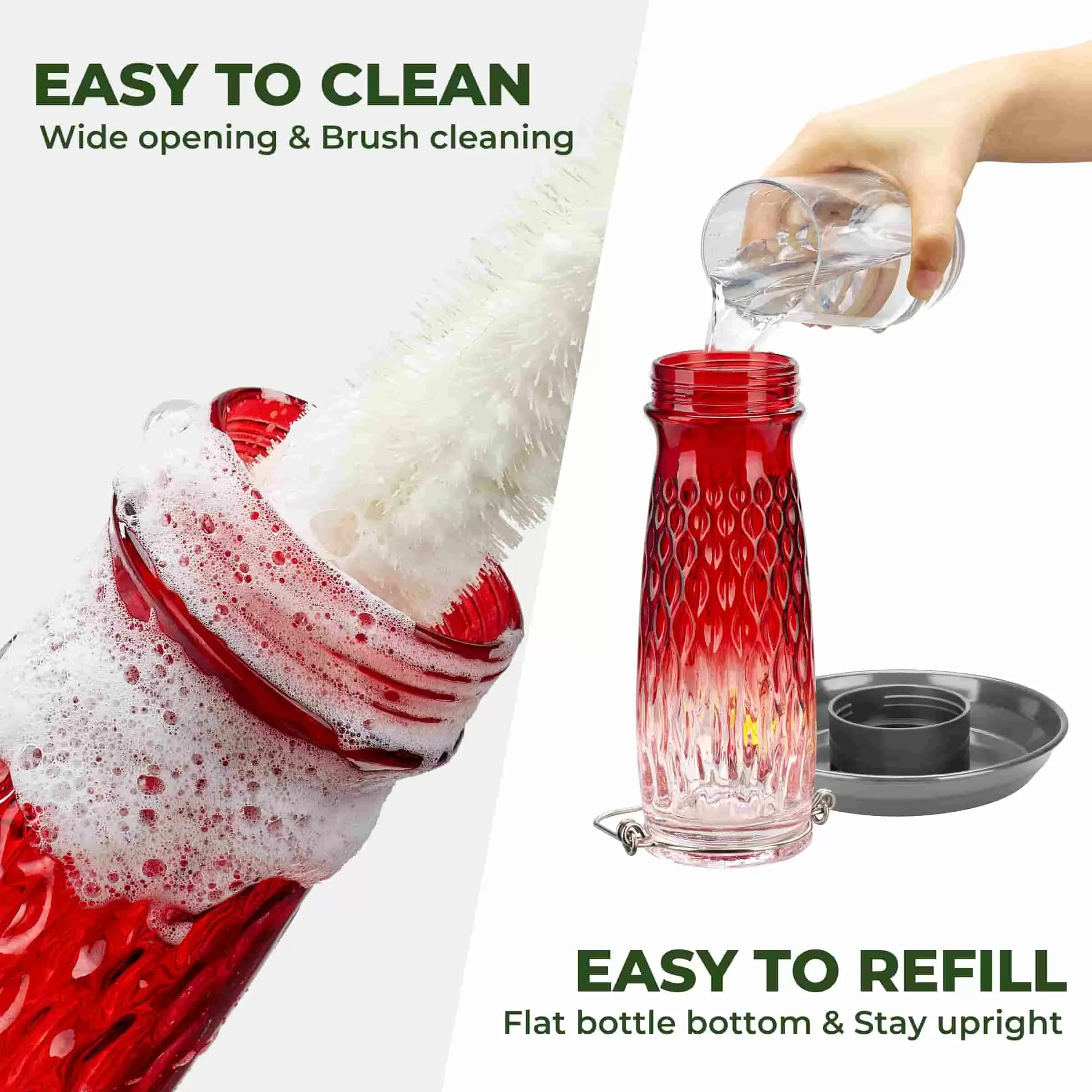 Red Gradient Kingsyard 24oz Large Capacity Glass Bird Water Feeder 5 Red Gradient Kingsyard 24oz Large Capacity Glass Bird Water Feeder 5