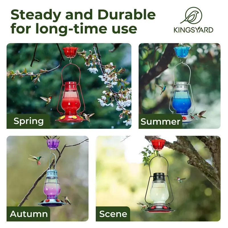 Kingsyard Lamp-shaped Glass Hummingbird Feeder 7