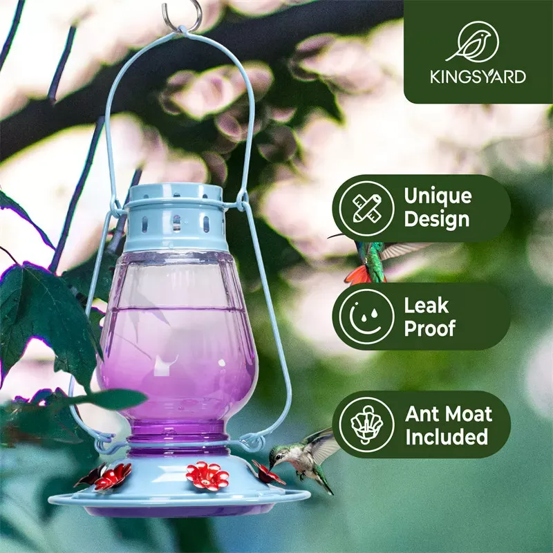 Purple Gradient Kingsyard Lamp-shaped Glass Hummingbird Feeder 6