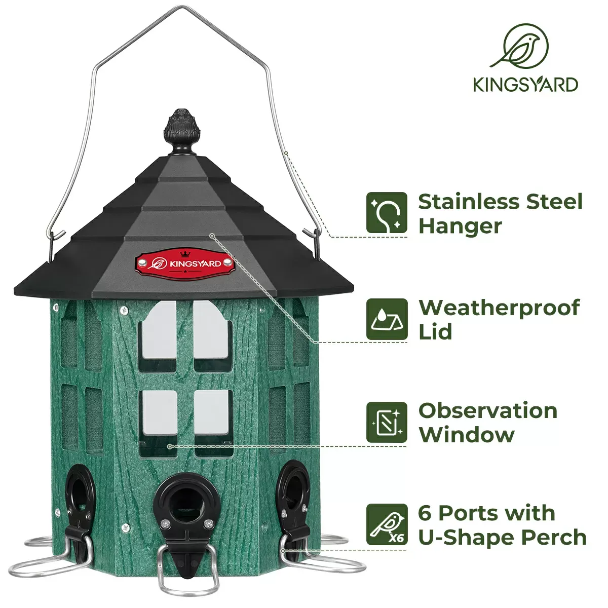 Kingsyard Wild Bird Feeder for Outside Hanging 4