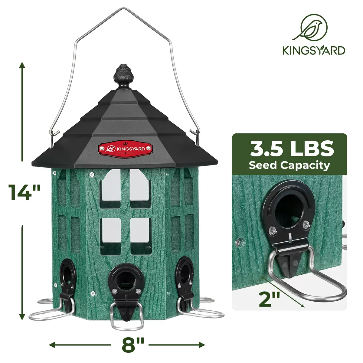 Green Kingsyard Wild Bird Feeder for Outside Hanging 3