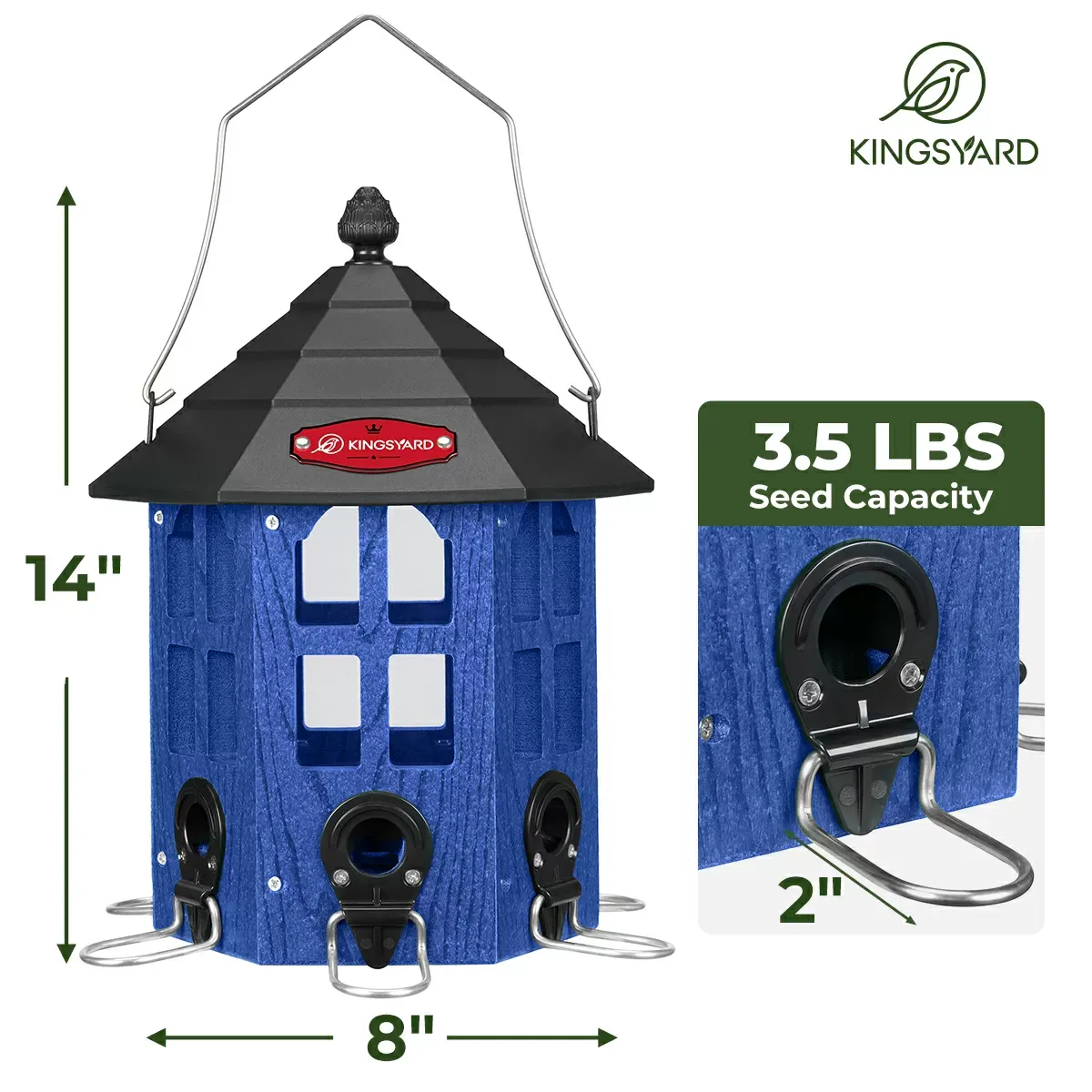 Blue Kingsyard Wild Bird Feeder for Outside Hanging 3