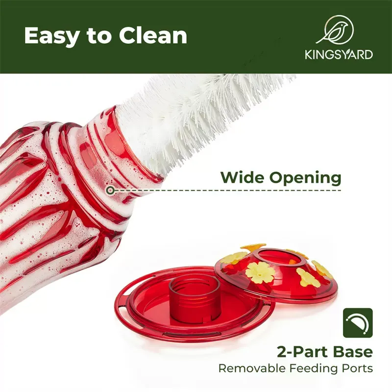 Red Kingsyard 24oz Glass Hummingbird Feeder with Ant Moat 5 Red Kingsyard 24oz Glass Hummingbird Feeder with Ant Moat 5