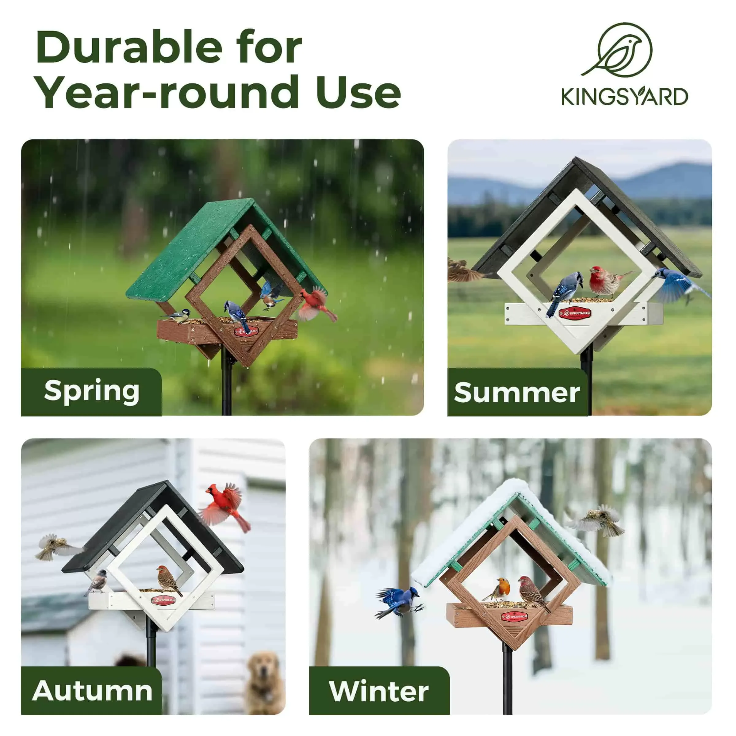 Kingsyard Adjustable Platform Metal Mesh Tray Bird Feeder 8