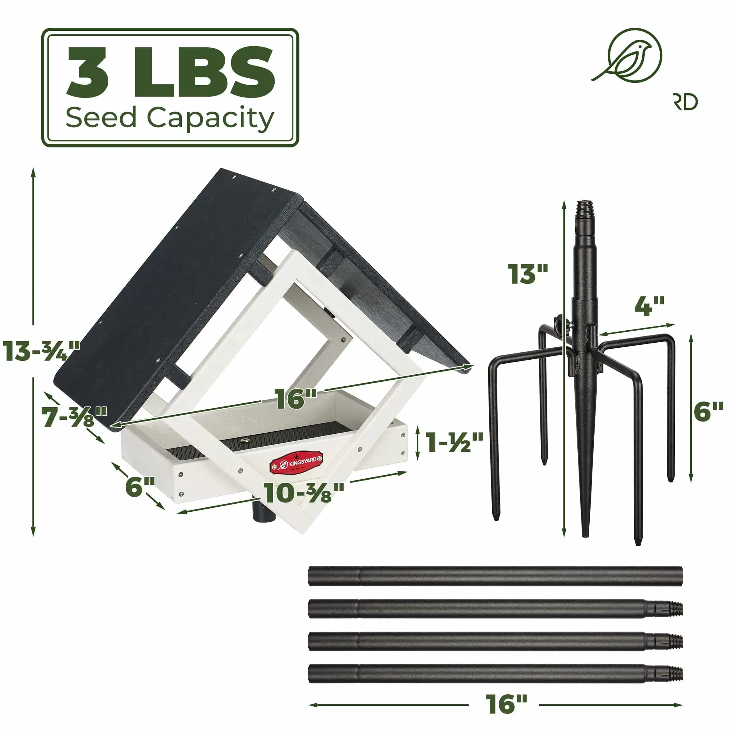White Kingsyard Adjustable Platform Metal Mesh Tray Bird Feeder 3 White Kingsyard Adjustable Platform Metal Mesh Tray Bird Feeder 3