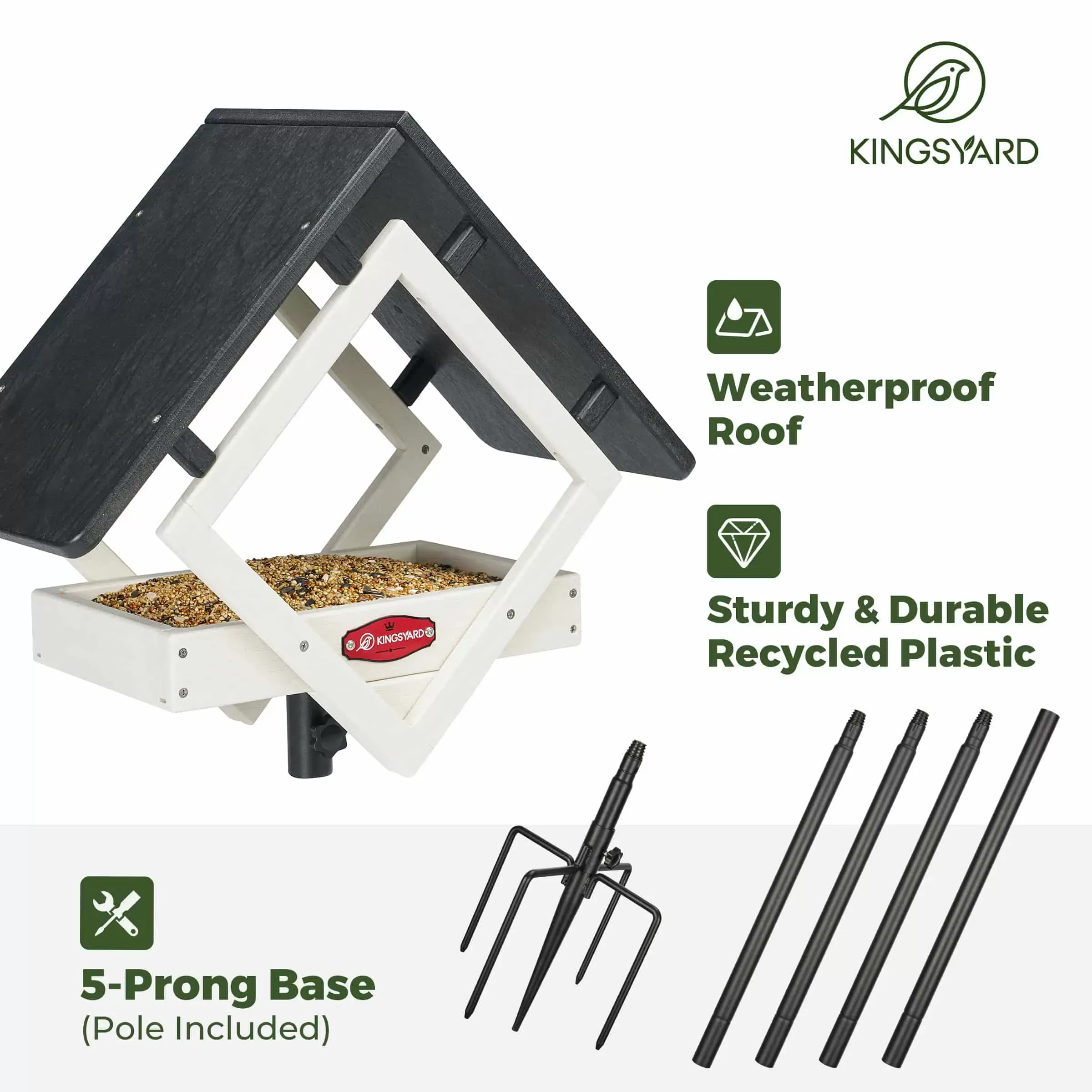 White Kingsyard Adjustable Platform Metal Mesh Tray Bird Feeder 4 White Kingsyard Adjustable Platform Metal Mesh Tray Bird Feeder 4