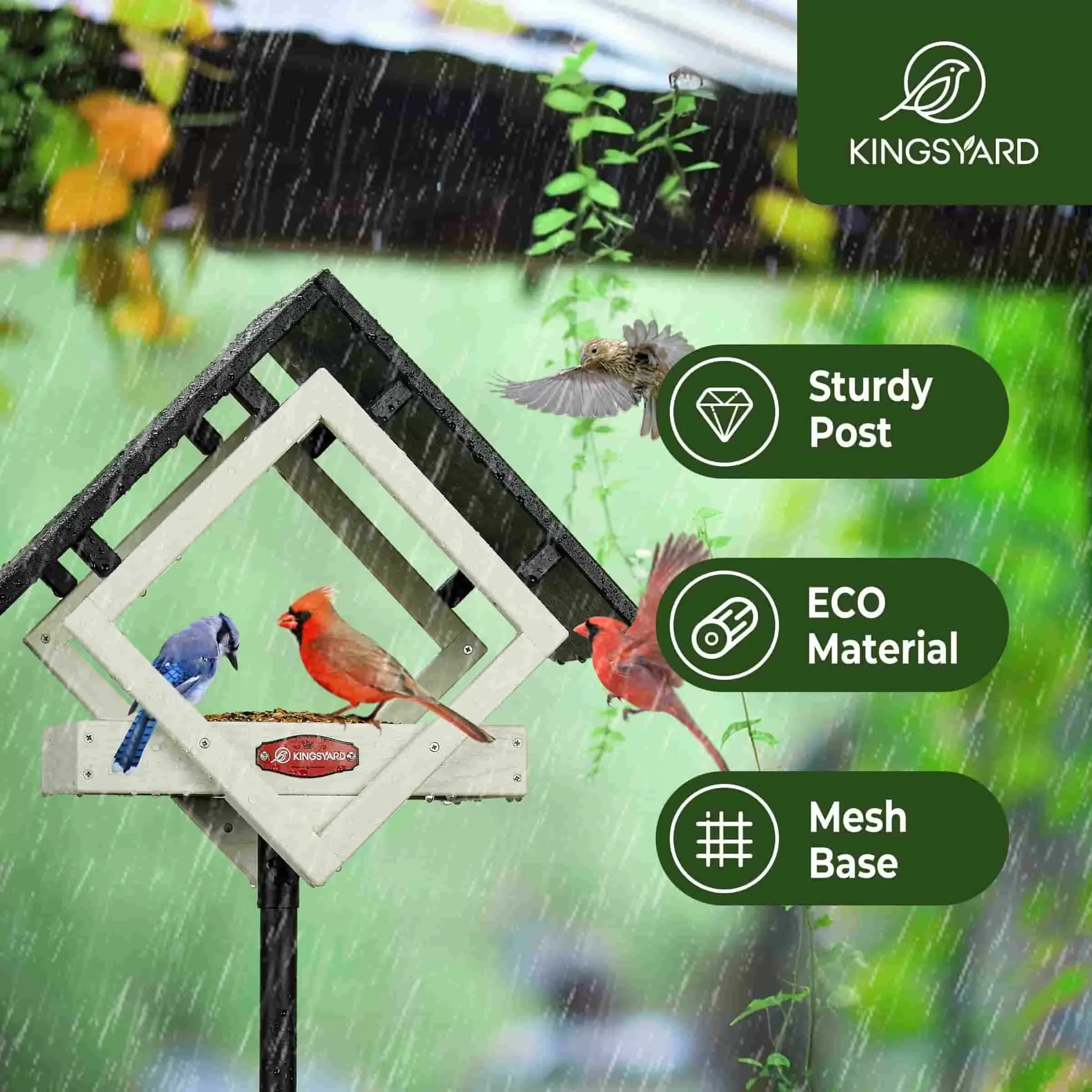 White Kingsyard Adjustable Platform Metal Mesh Tray Bird Feeder 6 White Kingsyard Adjustable Platform Metal Mesh Tray Bird Feeder 6