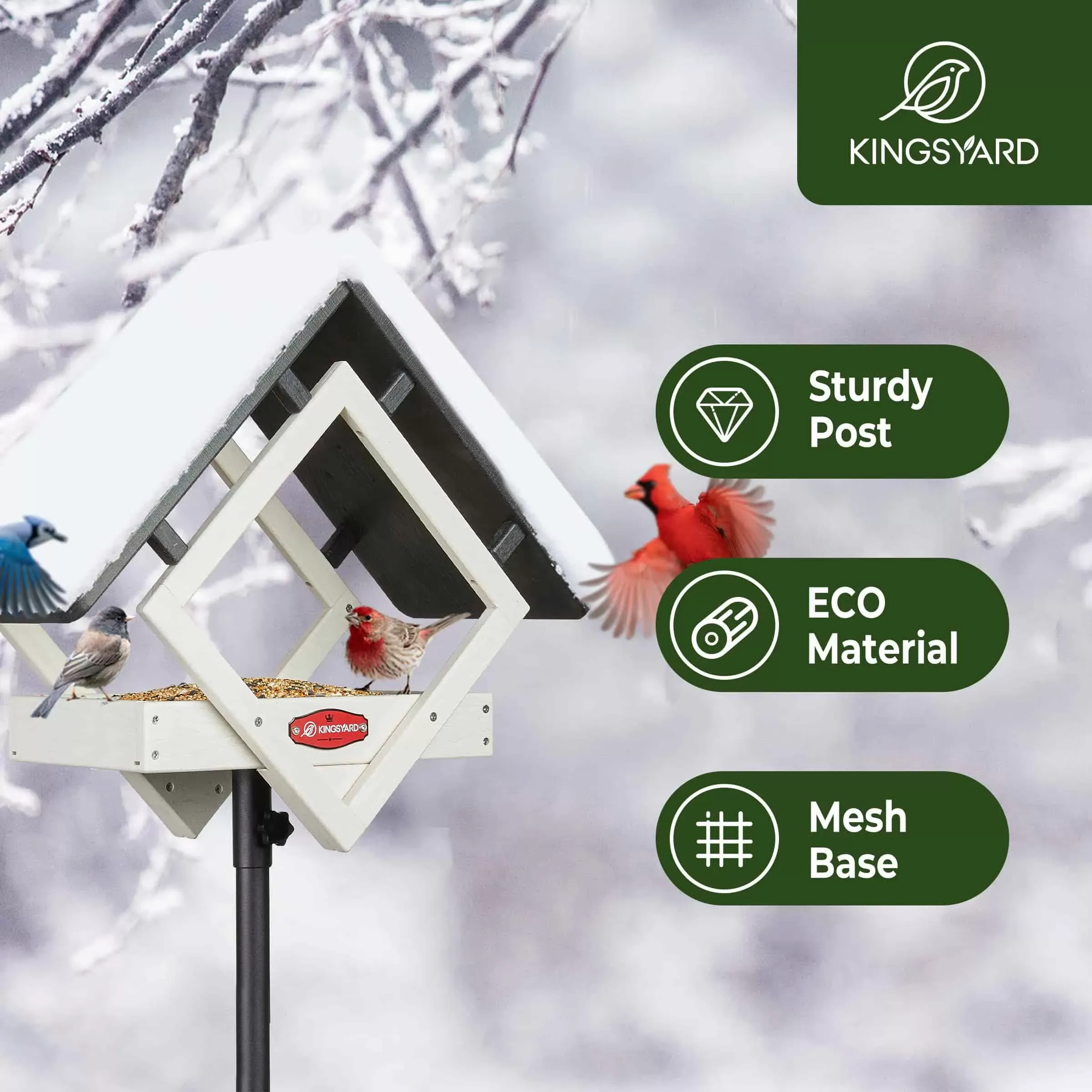 White Kingsyard Adjustable Platform Metal Mesh Tray Bird Feeder 7 White Kingsyard Adjustable Platform Metal Mesh Tray Bird Feeder 7