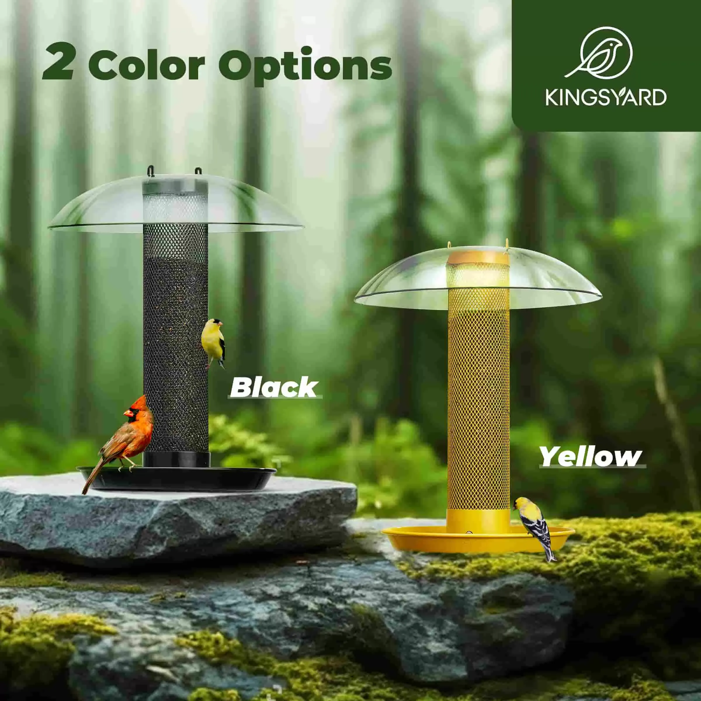 Black Kingsyard Finch Feeder with Weather Dome & Seed Tray 7